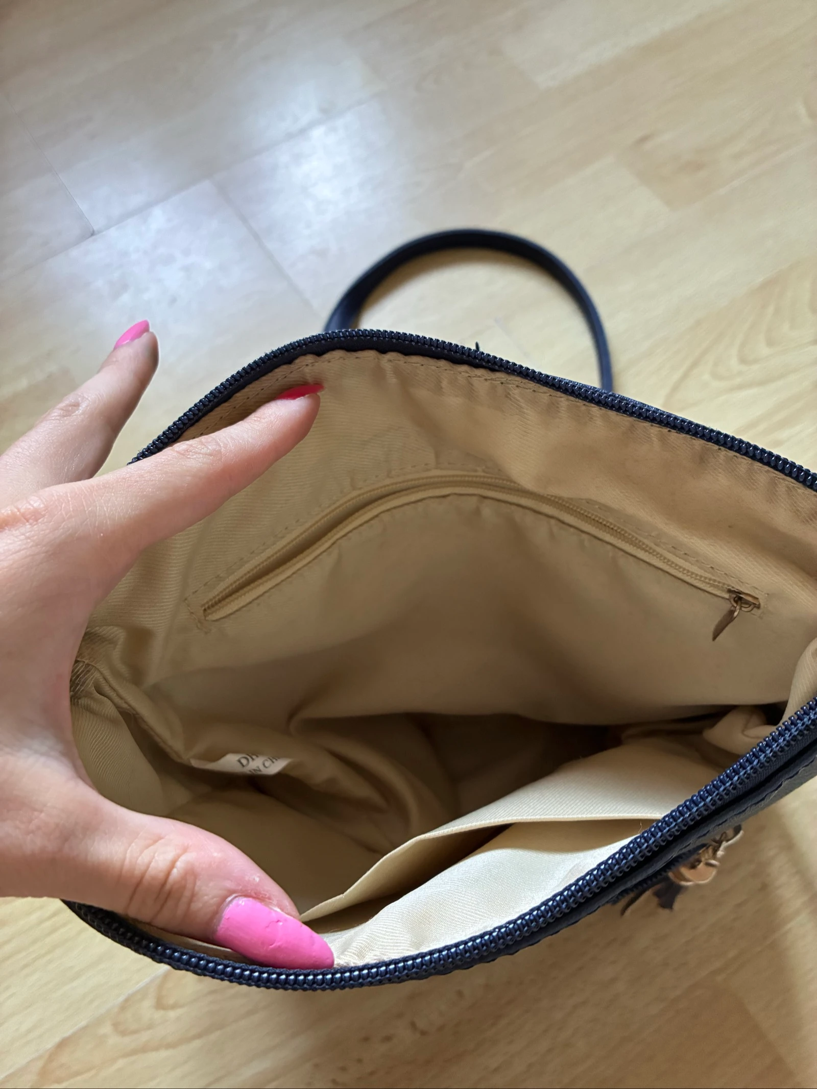 Bolsa de ombro dourada azul marinho couro sintético feminino – photo 3